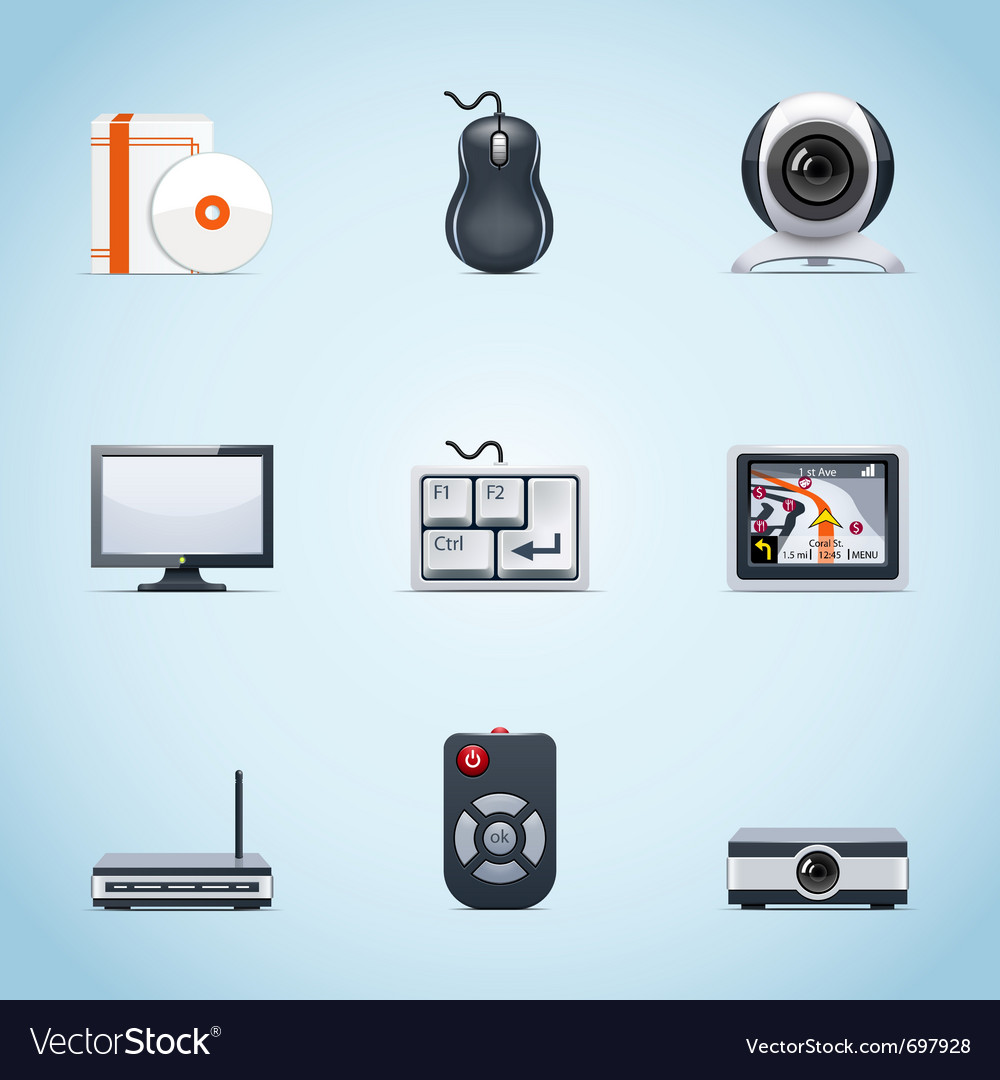 Computer Peripherals Icons Set