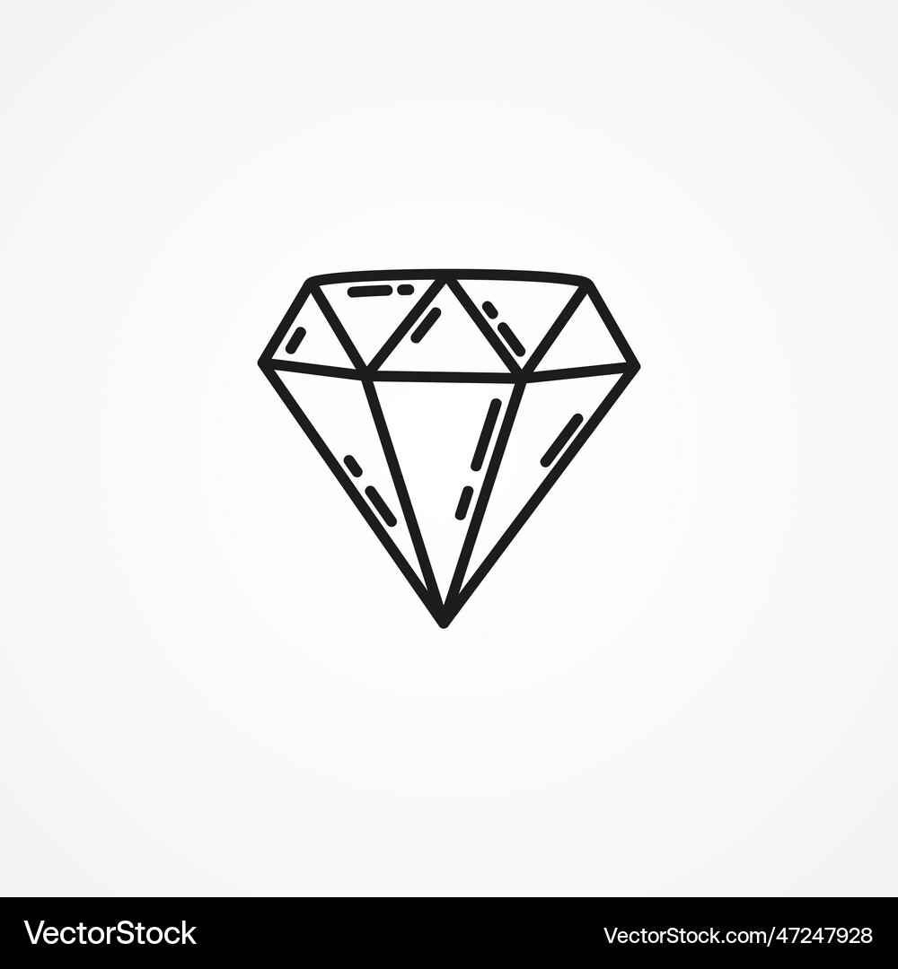 Diamond line icon diamond outline icon Royalty Free Vector