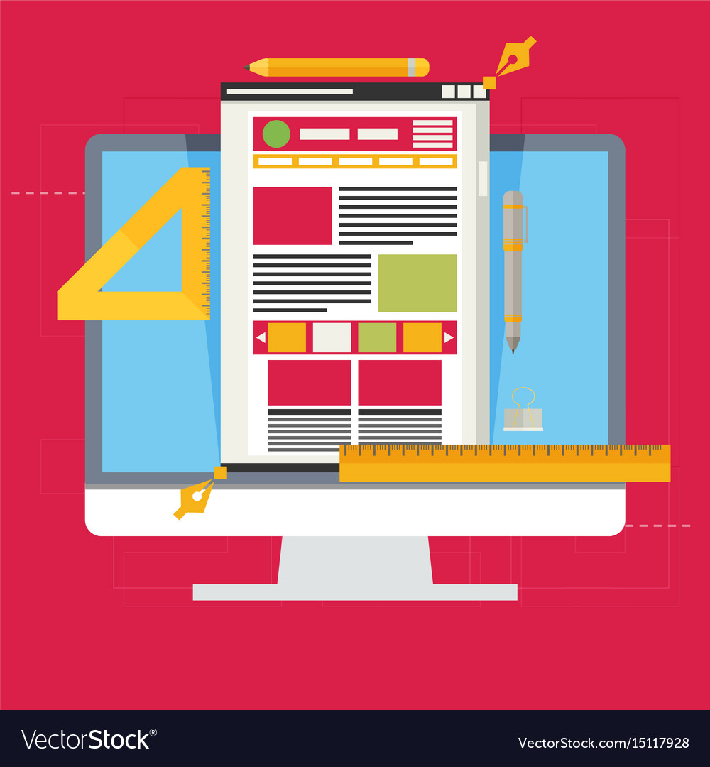 Flat of web design and development concepts