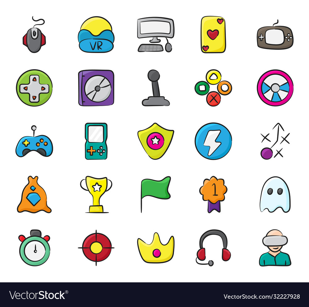 Spiele Gadgets doodle icons pack