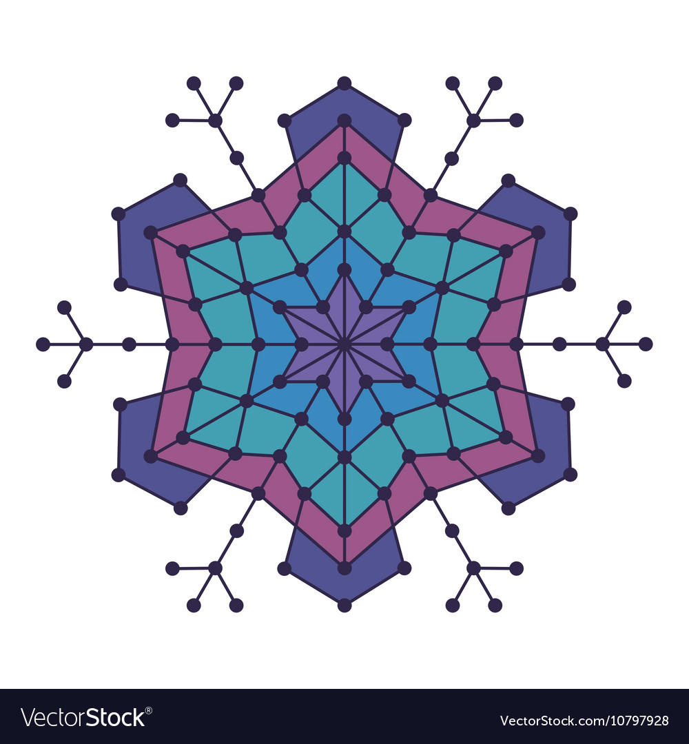 Geometric snowflake with lines and circles