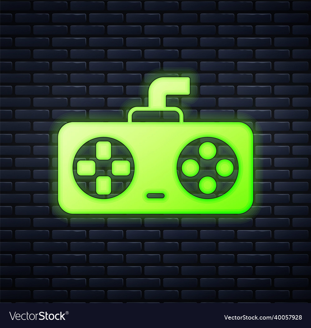 Glowing neon game controller or joystick for game Vector Image