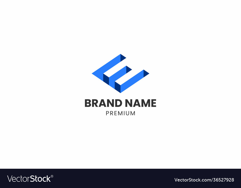 Isometric 3d Letter E Logo Design Template Vector Image