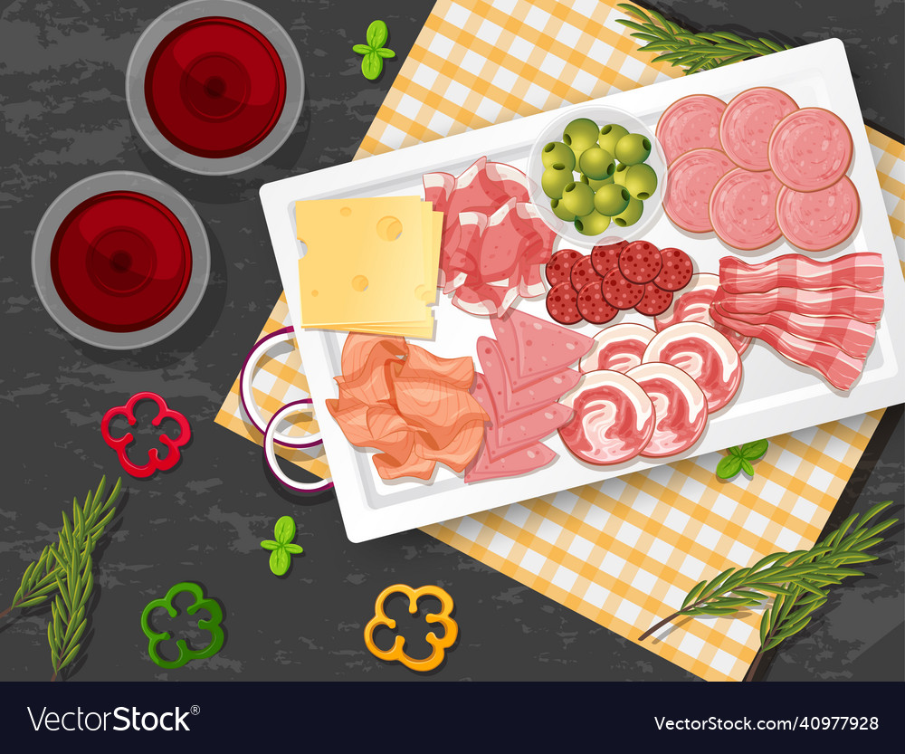 Lunch meat set with different cold meats