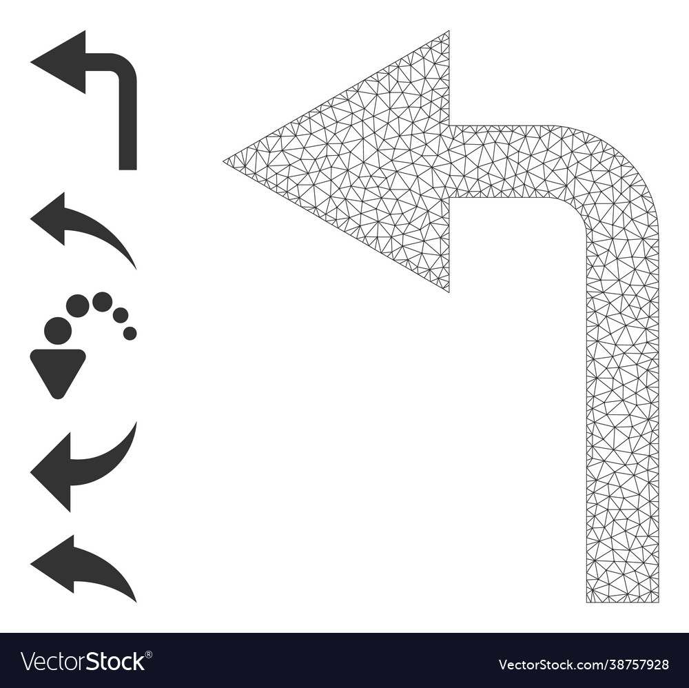 Polygonal mesh turn left icon with simple vector image Polygonal mesh turn left icon with simple