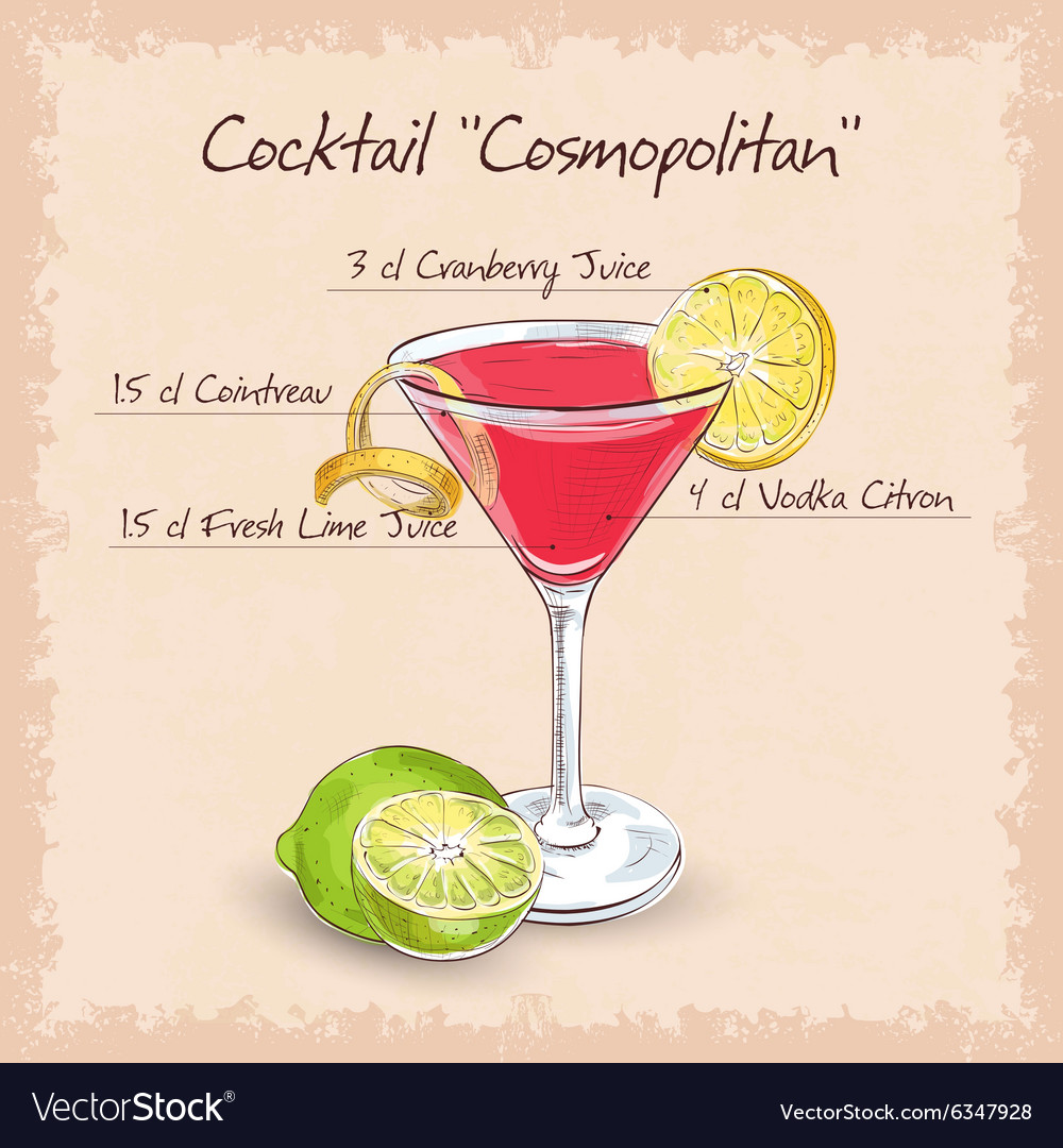 Red Cosmopolitan Cocktail Royalty Free Vector Image