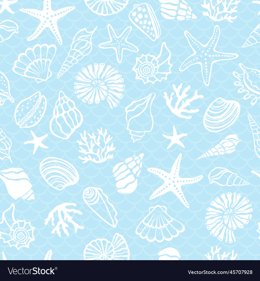 Seashells, Corals & Starfish Pattern