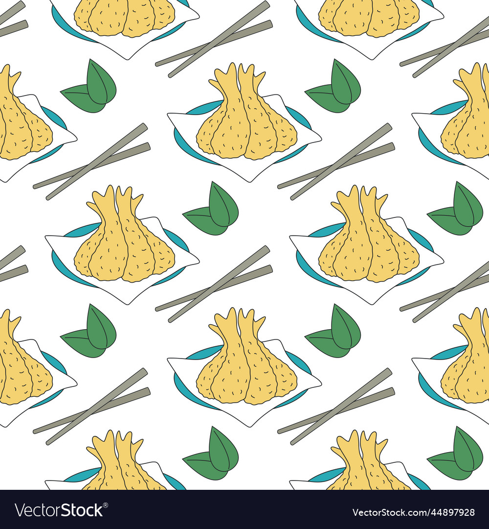 Tempura sketch seamless pattern
