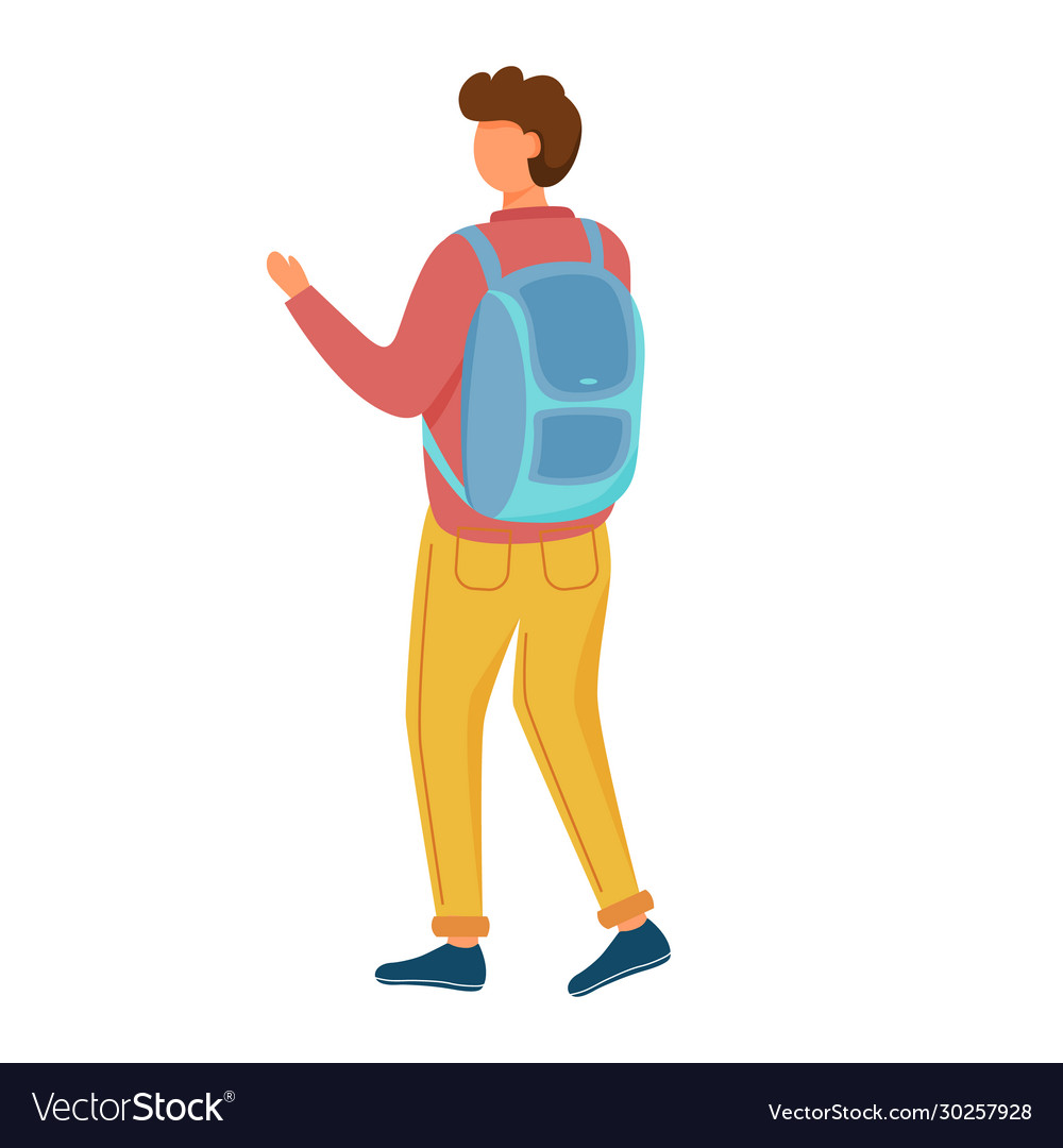 Walking young man with backpack flat student Vector Image