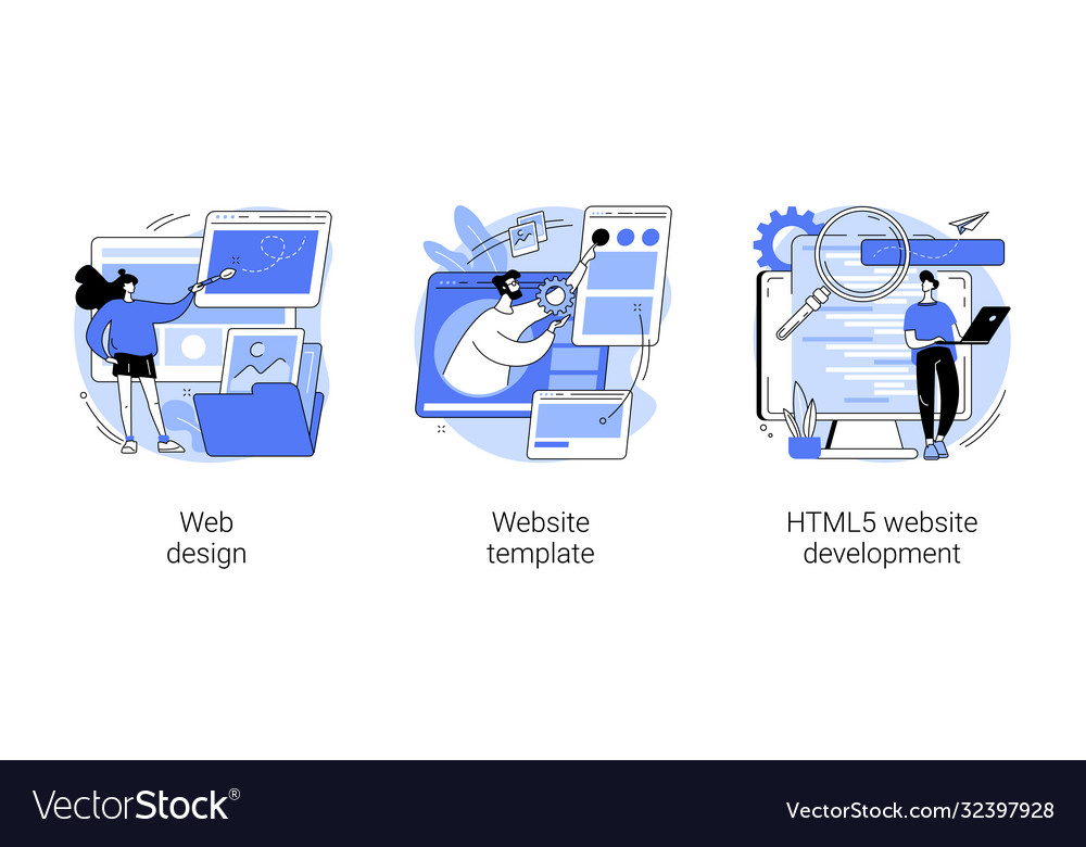 Website building service abstract concept vector image Website building service abstract concept