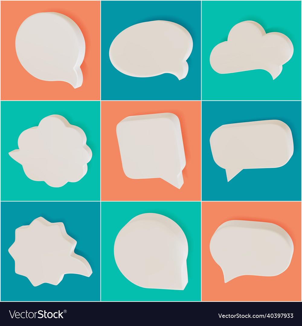 3d empty template speech bubble set cartoon style Vector Image 3d empty template speech bubble set cartoon style