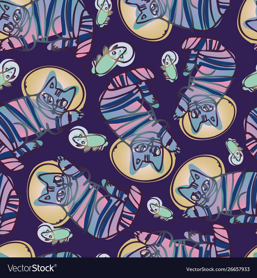 Astronaut Cats in Space Pattern