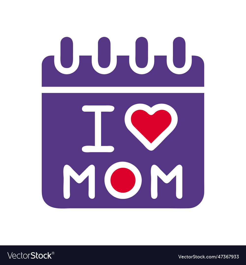 Calendar mom icon solid red purple colour mother Vector Image