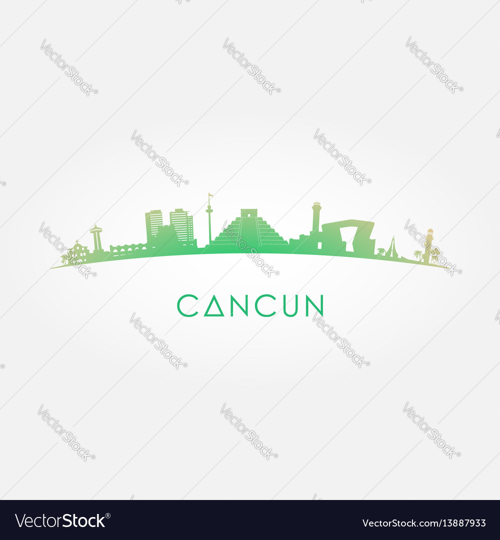 Cancun mexico skyline silhouette green Royalty Free Vector