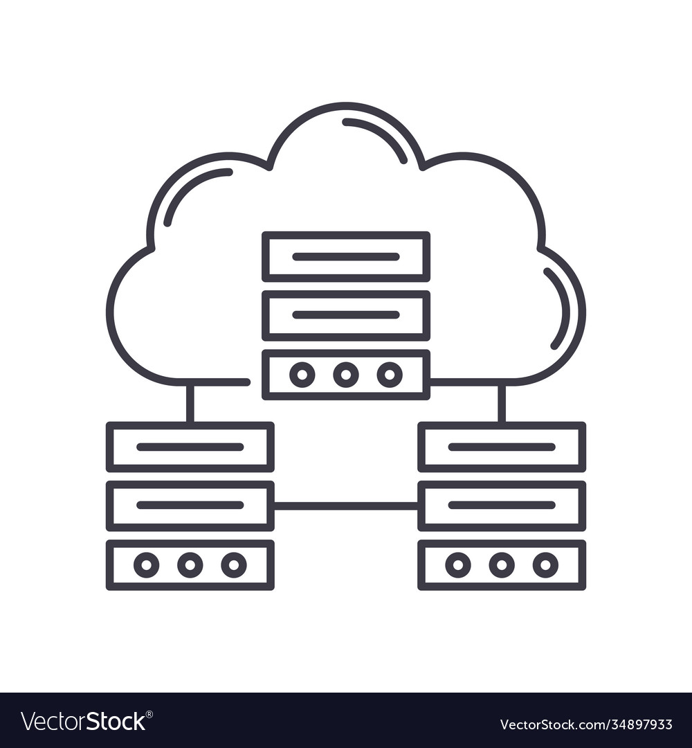 Cloud database icon linear isolated vector image Cloud database icon linear isolated