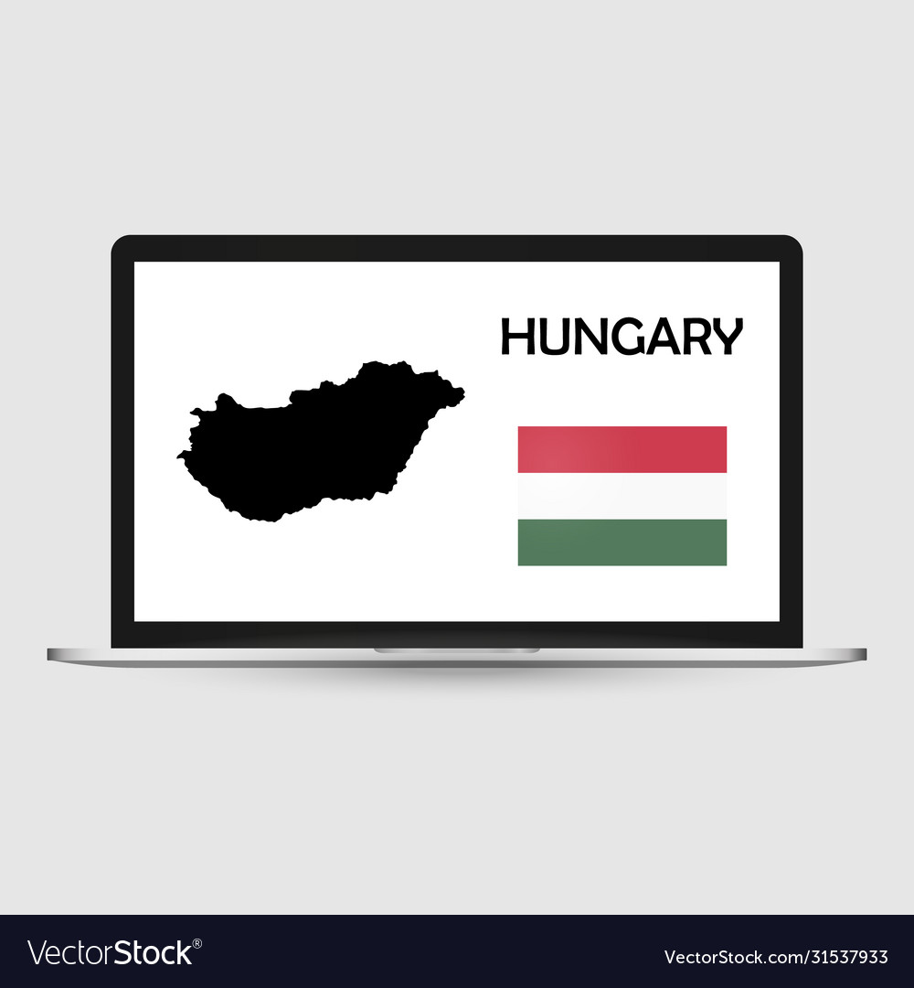 Computer monitor with a flag and map country vector image Computer monitor with a flag and map country