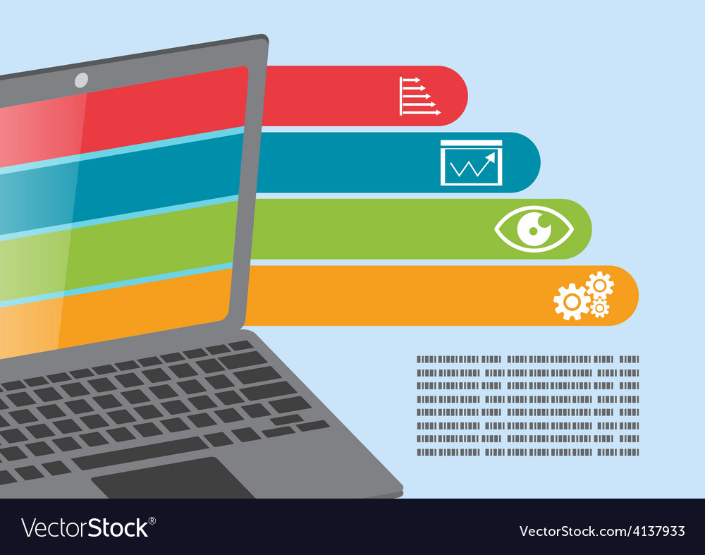 Notebook computer info graphic presentation