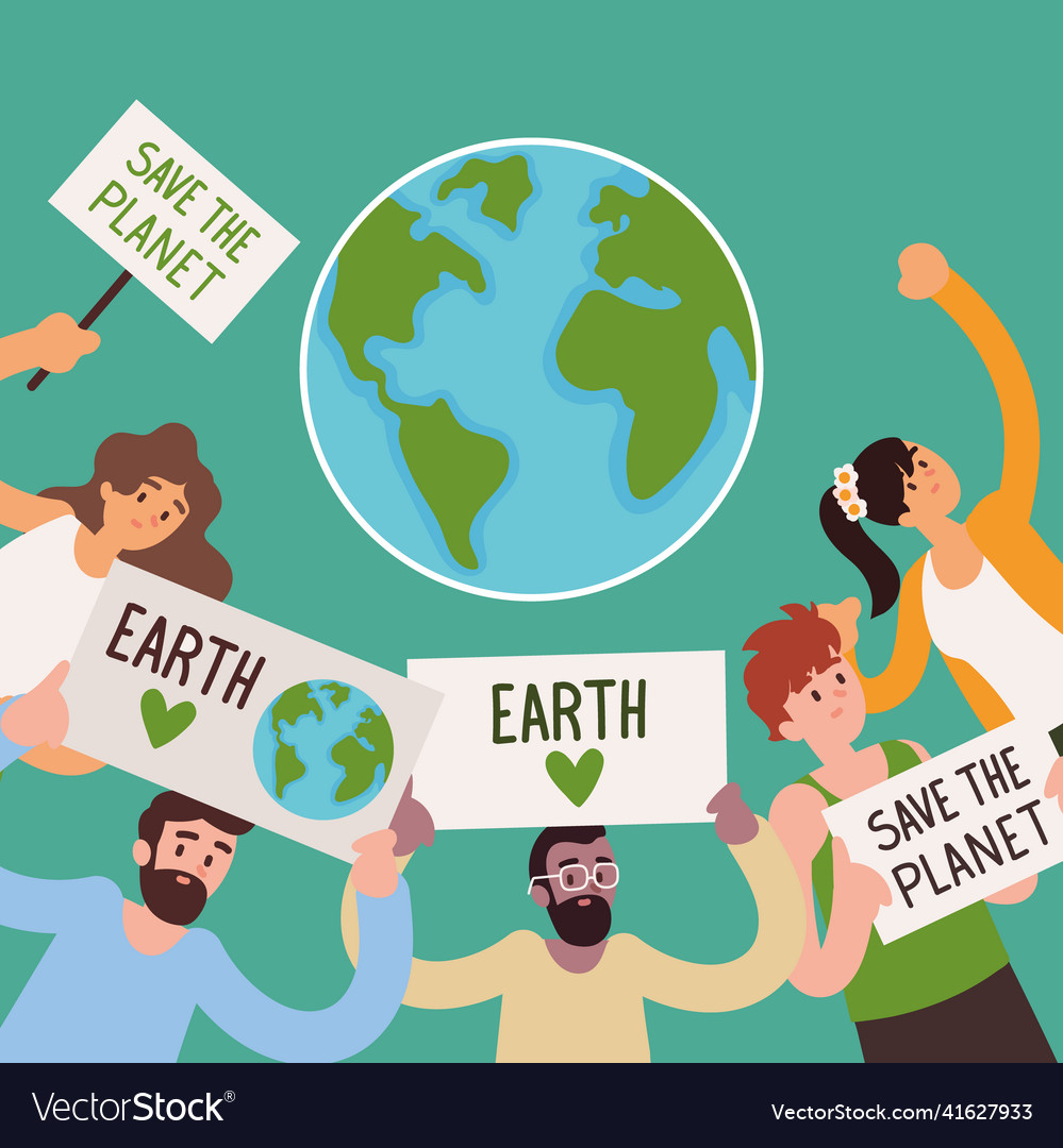 People save the planet theme Royalty Free Vector Image