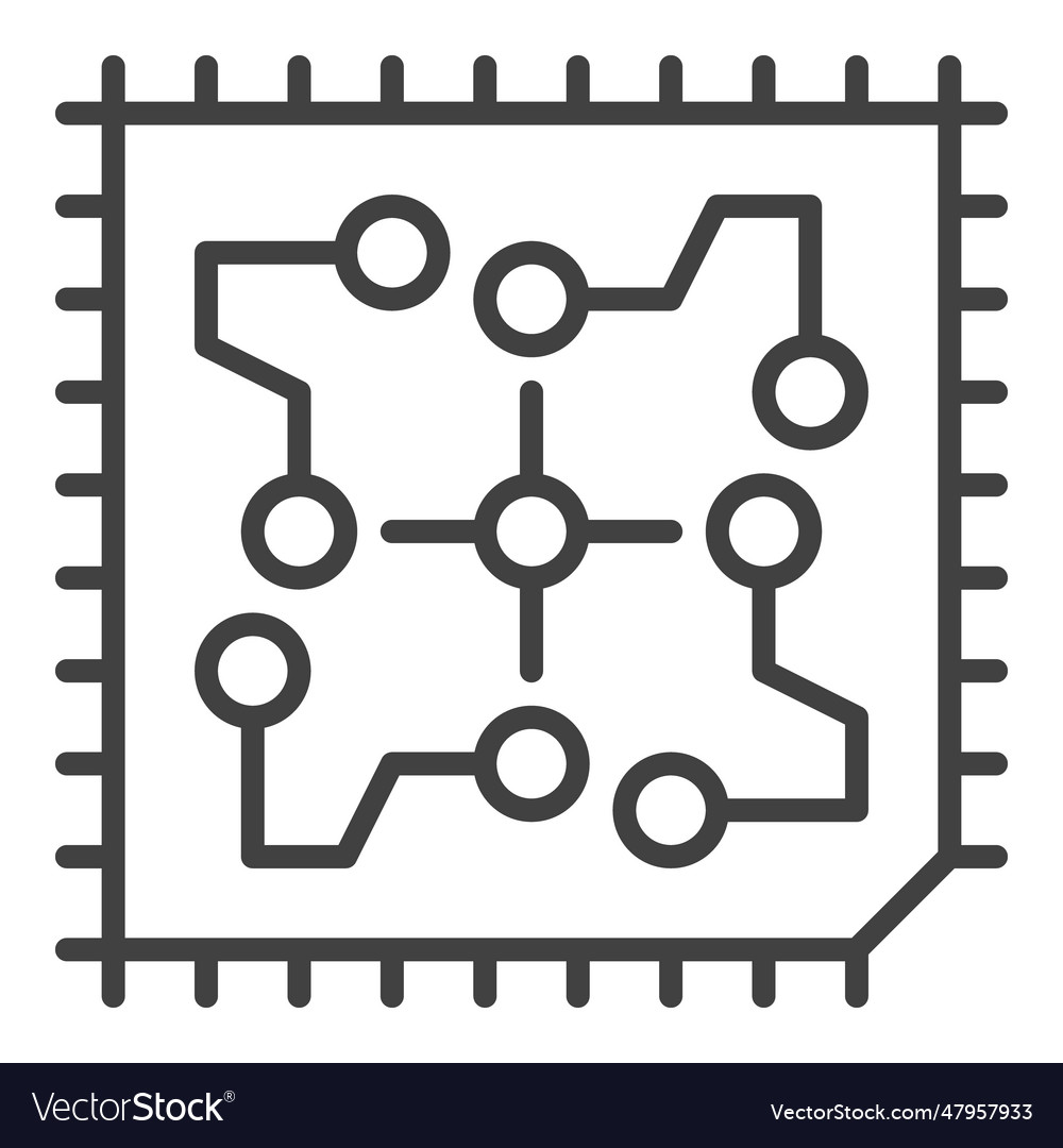 Processor with circuit board concept outline icon vector image Processor with circuit board concept outline icon