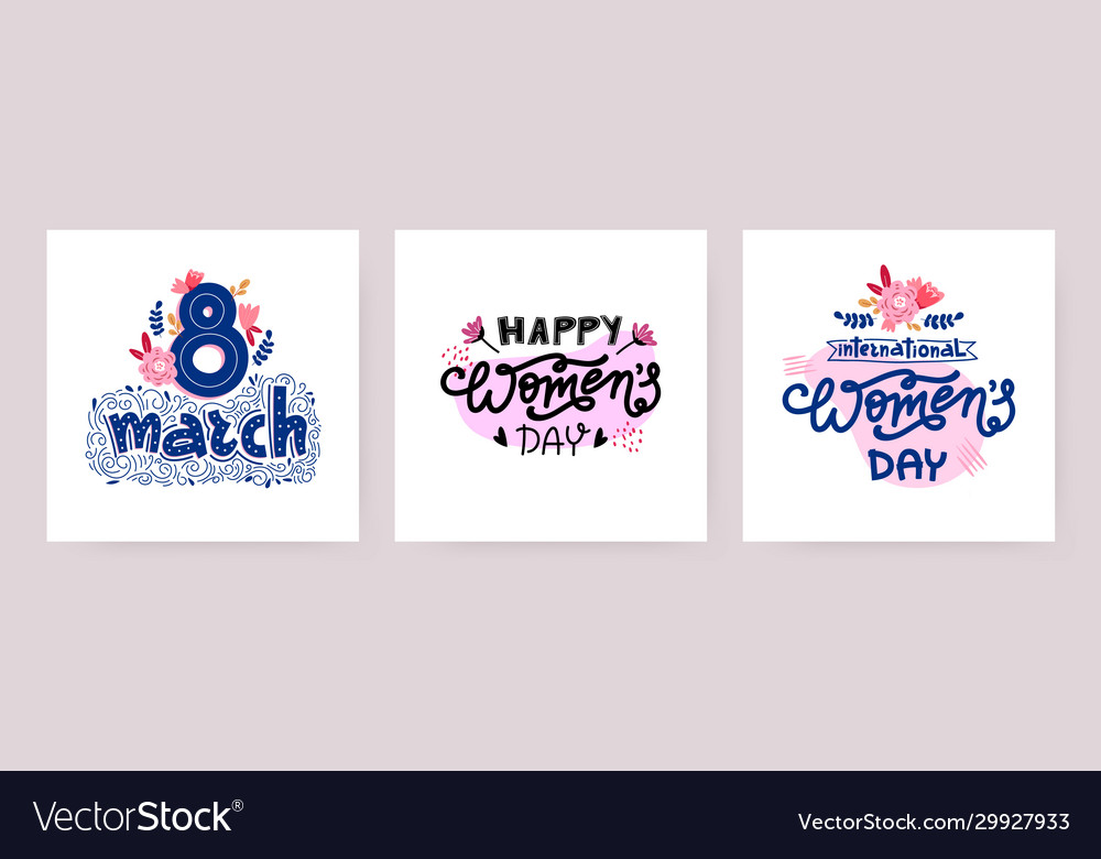 Set holiday texts for international women day vector image Set holiday texts for international women day