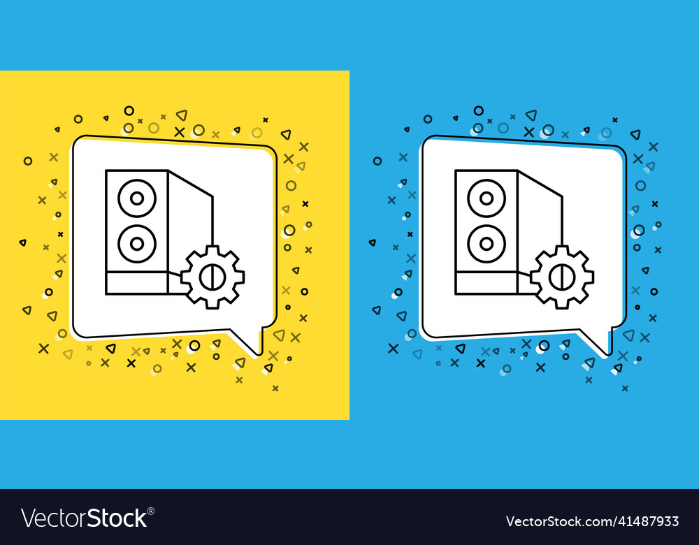 Set line case of computer setting icon isolated