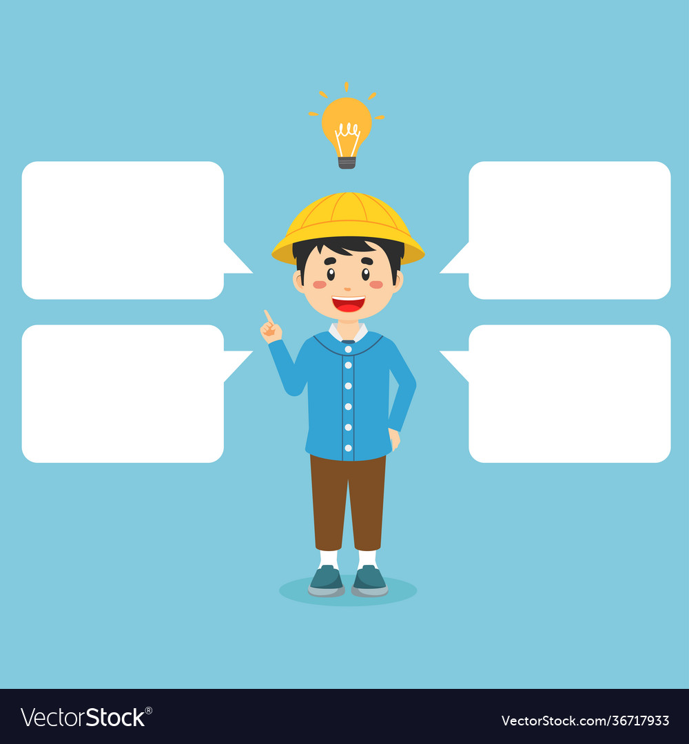 Student shows get idea with bubble text vector image Student shows get idea with bubble text