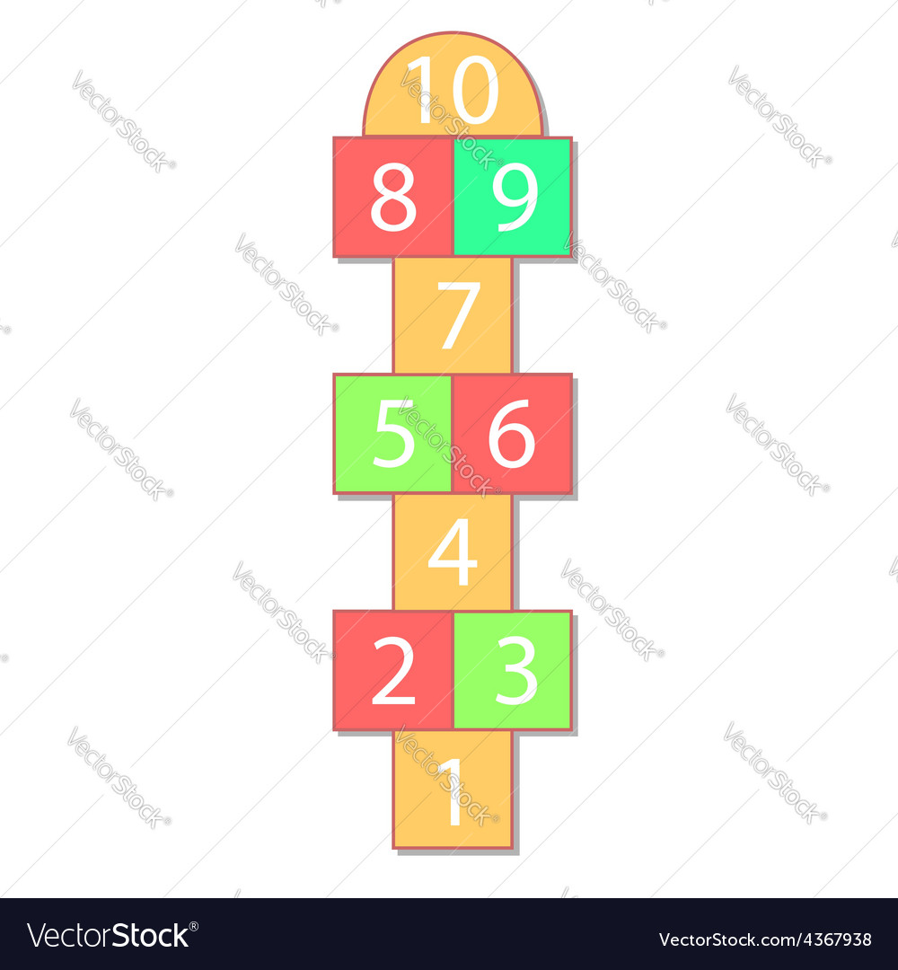 Colorful with hopscotch game on grey background