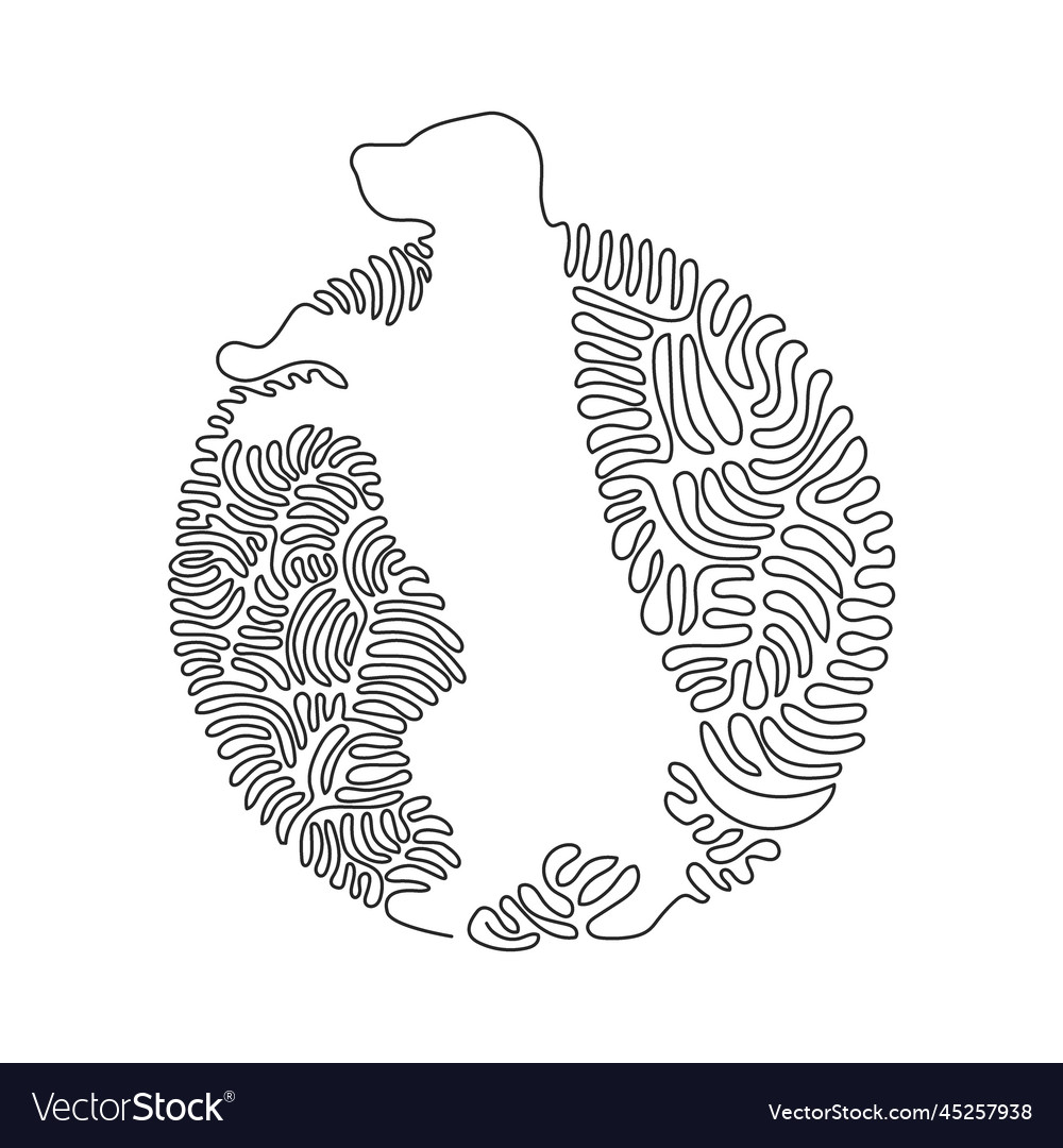 Continuous curve one line drawing of standing dog vector image Continuous curve one line drawing of standing dog
