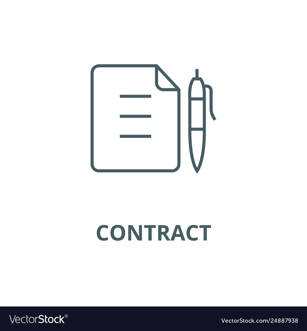 Contractdocument file with pen line icon vector image Contractdocument file with pen line icon