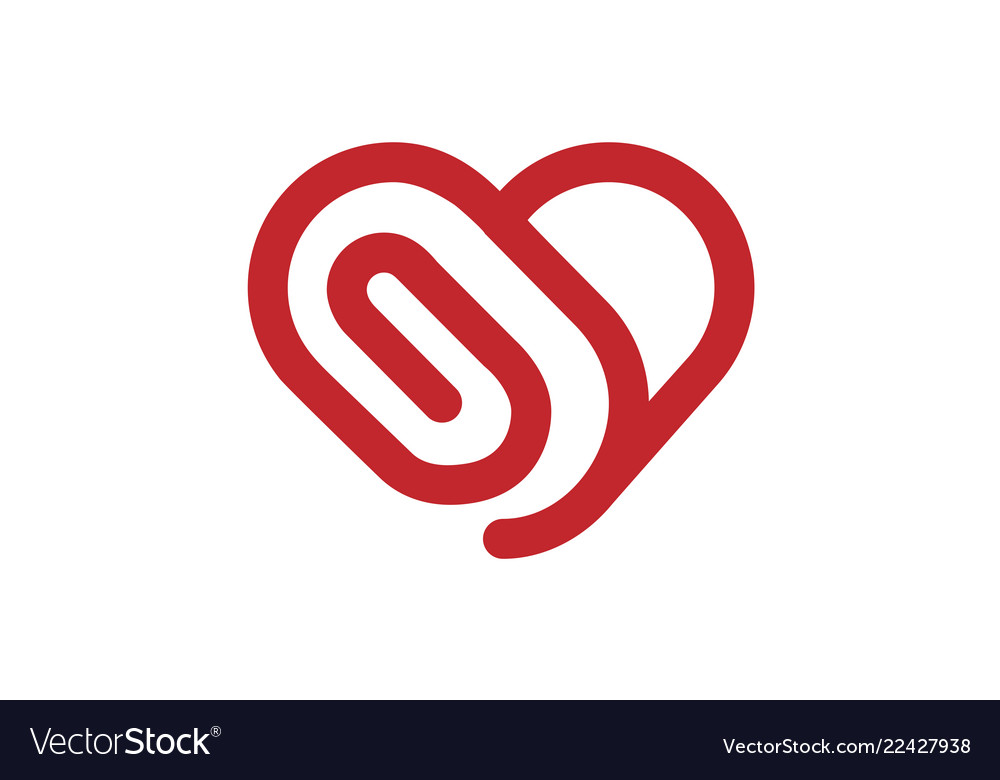 Creative abstract heart clip symbol design logo