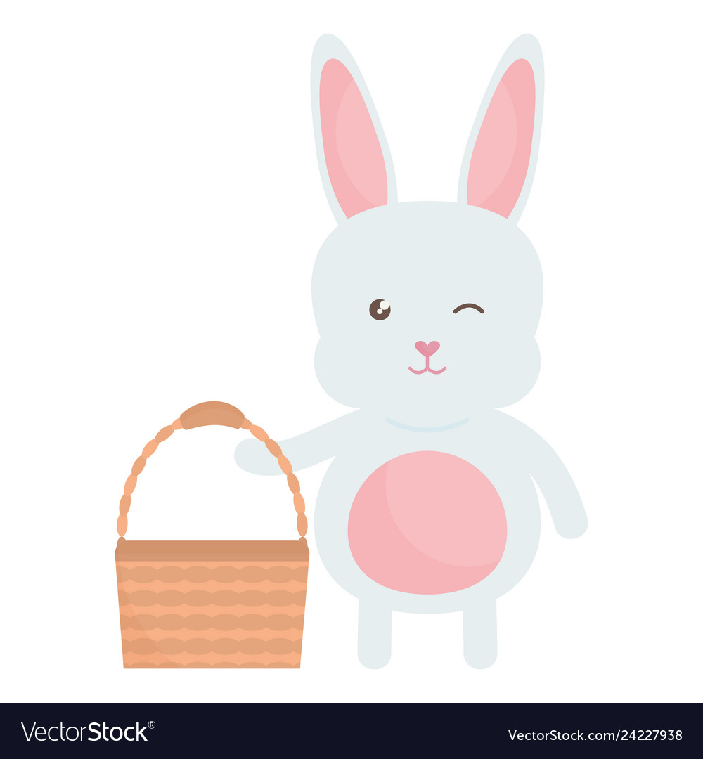 Cute rabbit with basket empty character