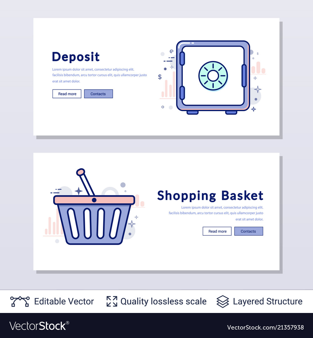 Deposit safe and shopping basket symbols