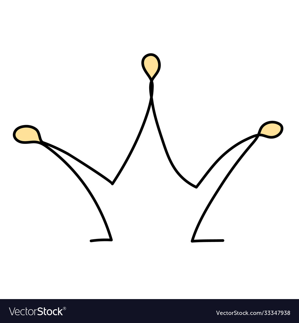 Isolated drawing a single continuous line crown