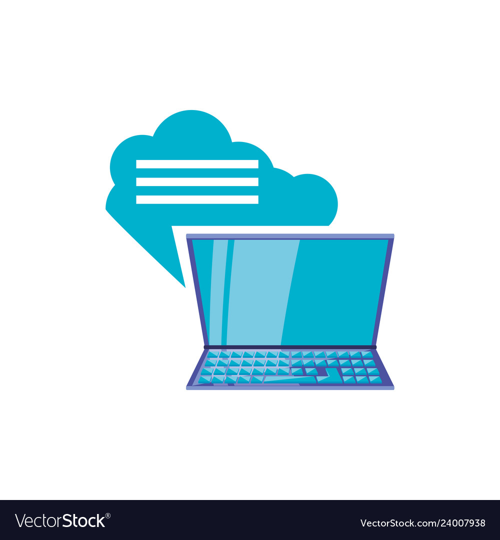 Laptop computer with speech bubble