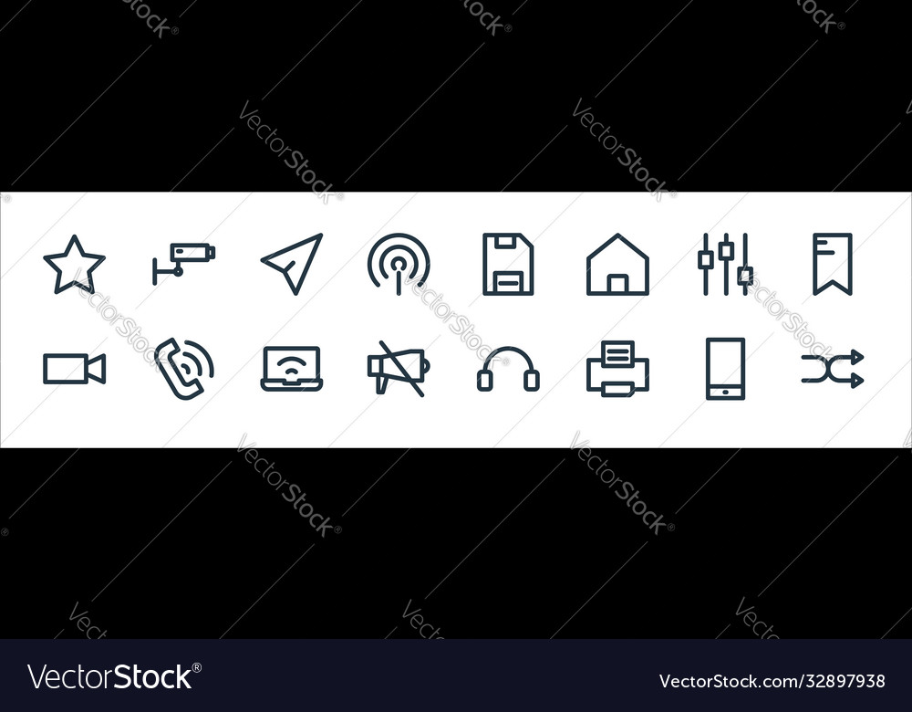 Multimedia line icons linear set quality