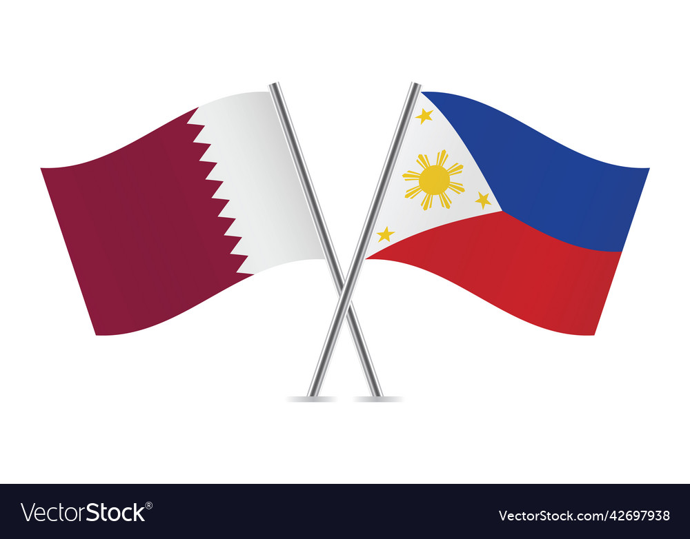 Qatar and the philippines crossed flags Royalty Free Vector