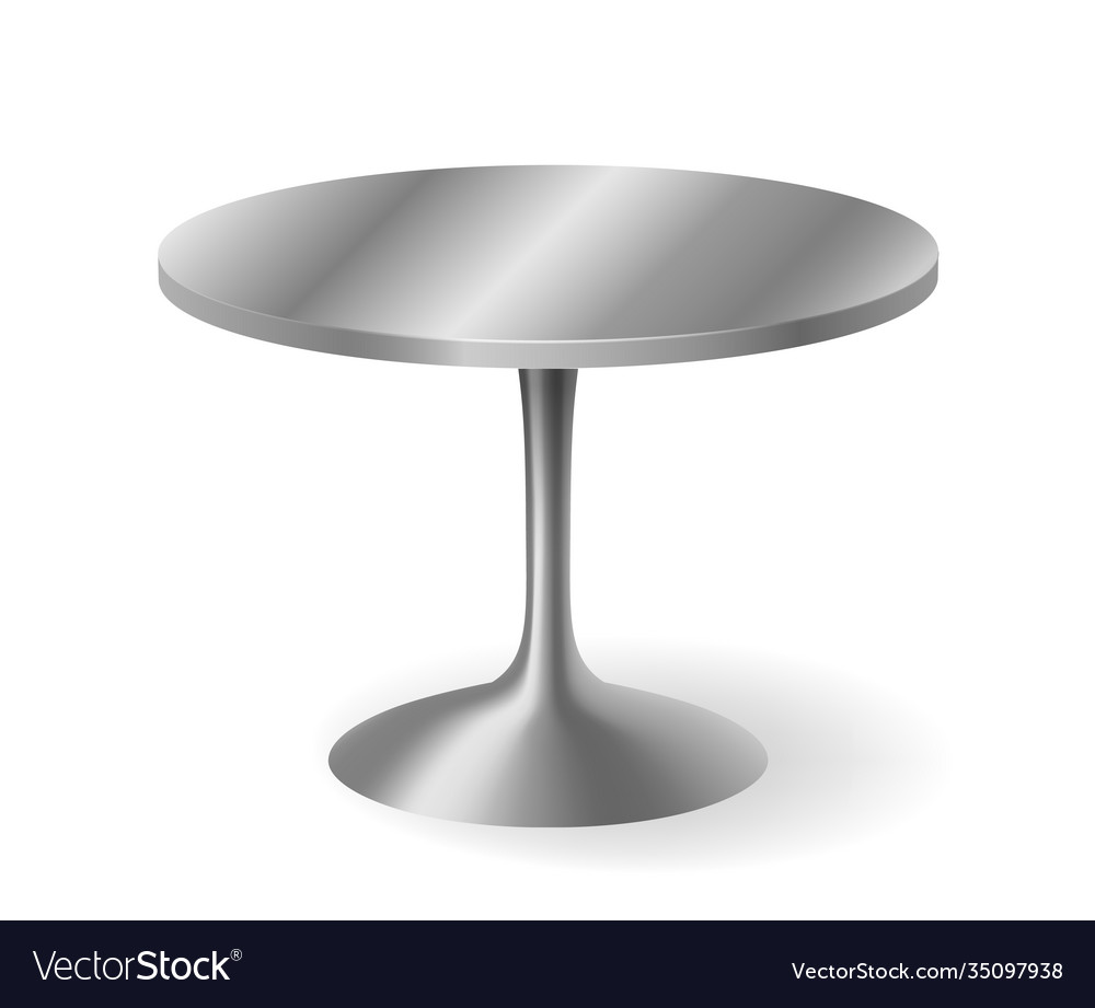 Realistic round metal table 3d object isolated