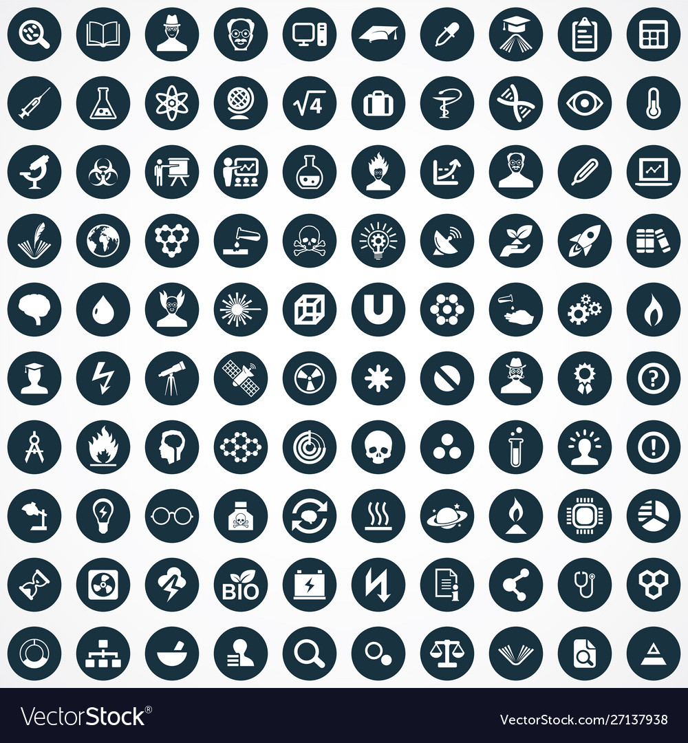 Science 100 icons universal set for web and ui