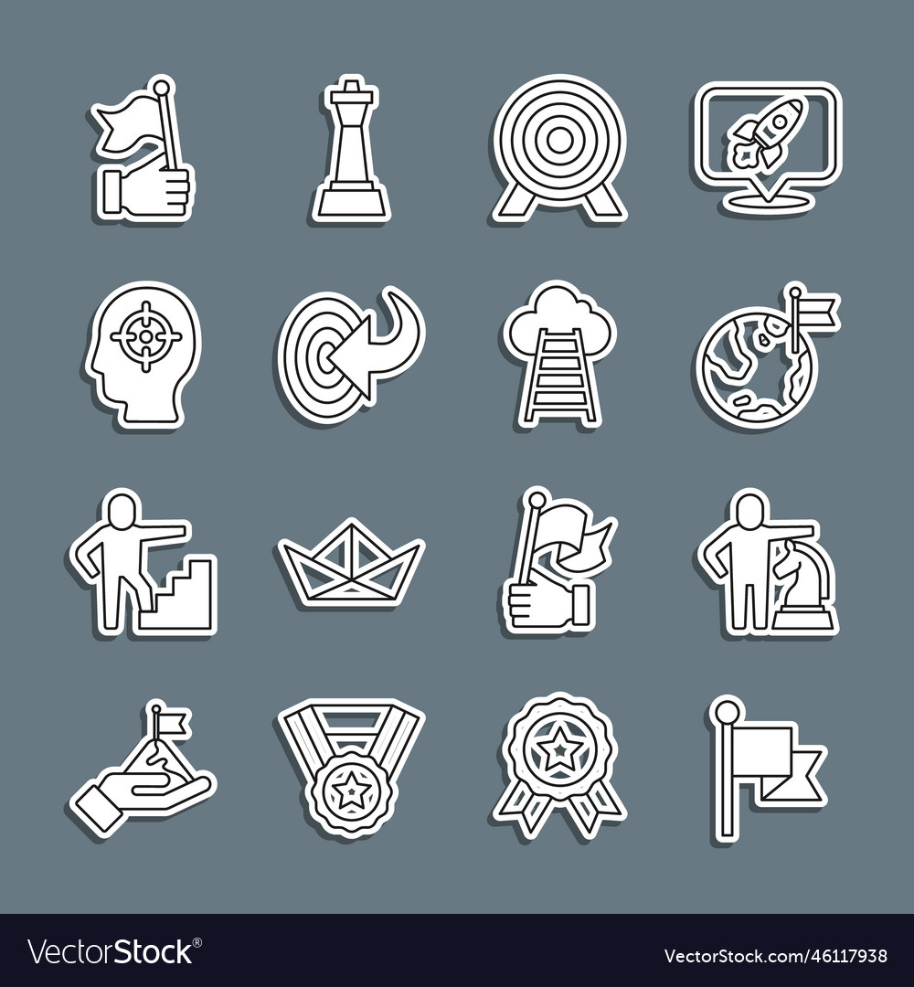 Set line flag chess planet with target