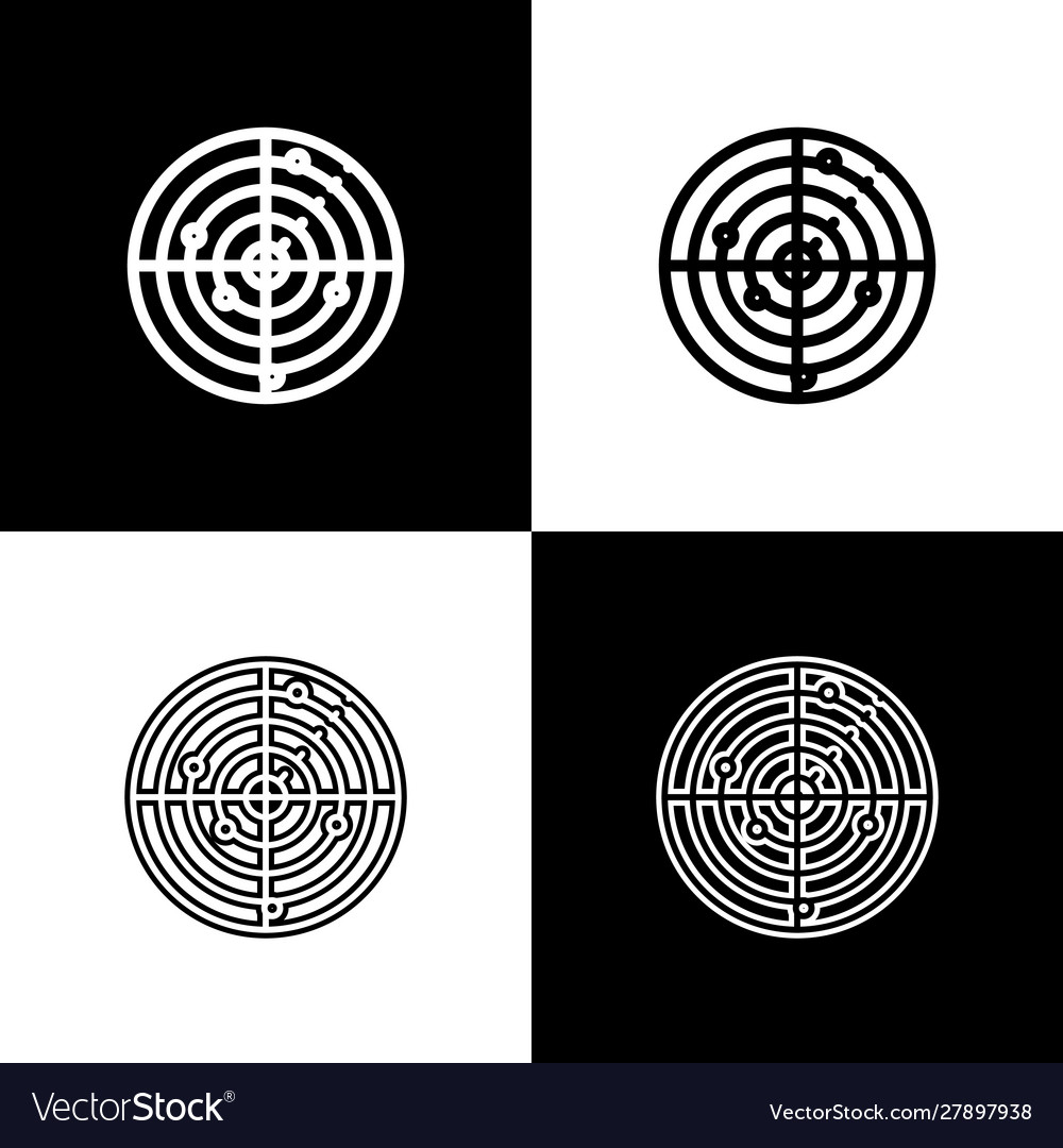 Set radar with targets on monitor in searching Vector Image Set radar with targets on monitor in searching