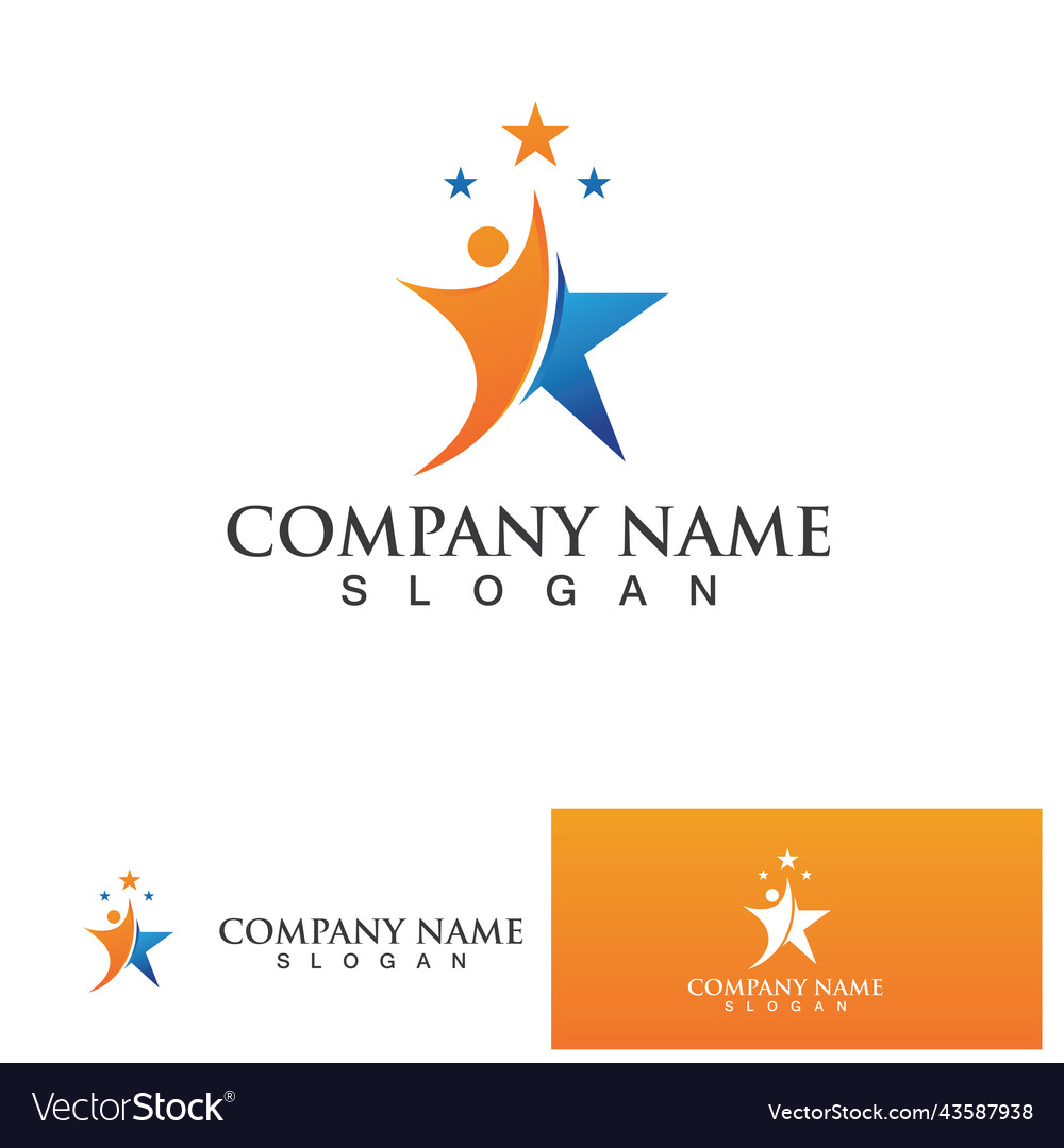 Star People Logo Design Community Royalty Free Vector Image