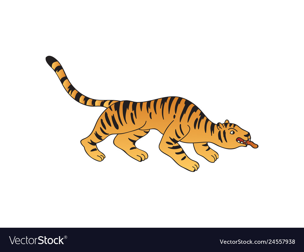 Tiger tattoo on white background flat