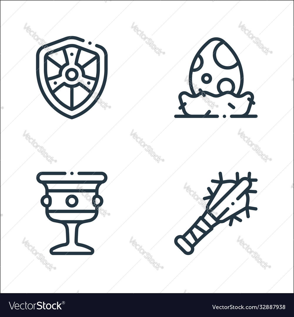 Videogame elements line icons linear set quality vector image Videogame elements line icons linear set quality