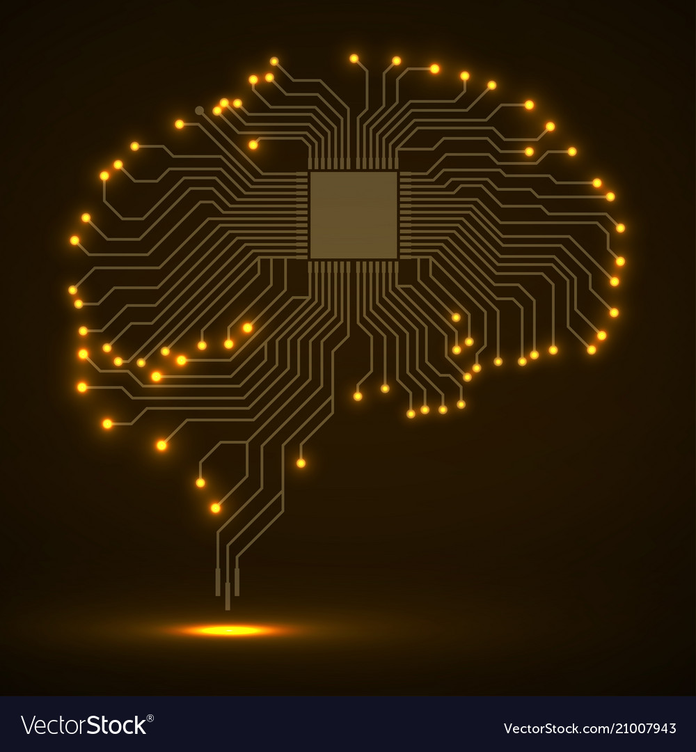 Abstract technological glowing brain cpu vector image Abstract technological glowing brain cpu