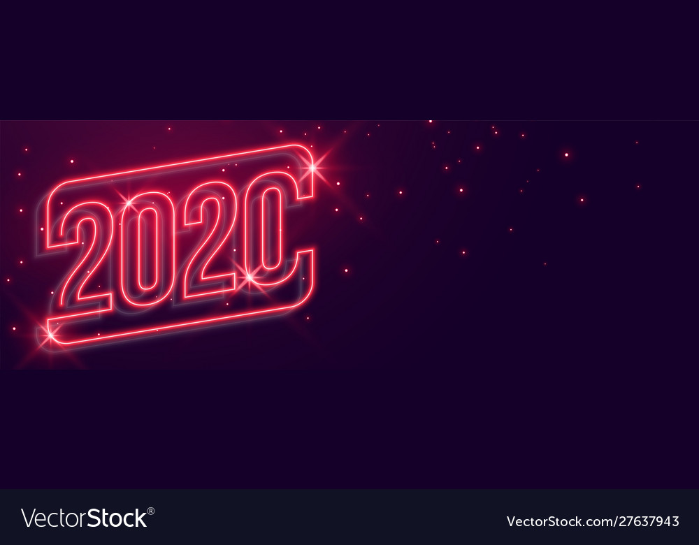 Schöne 2020 neue Jahr Neon Stil leuchtende Banner