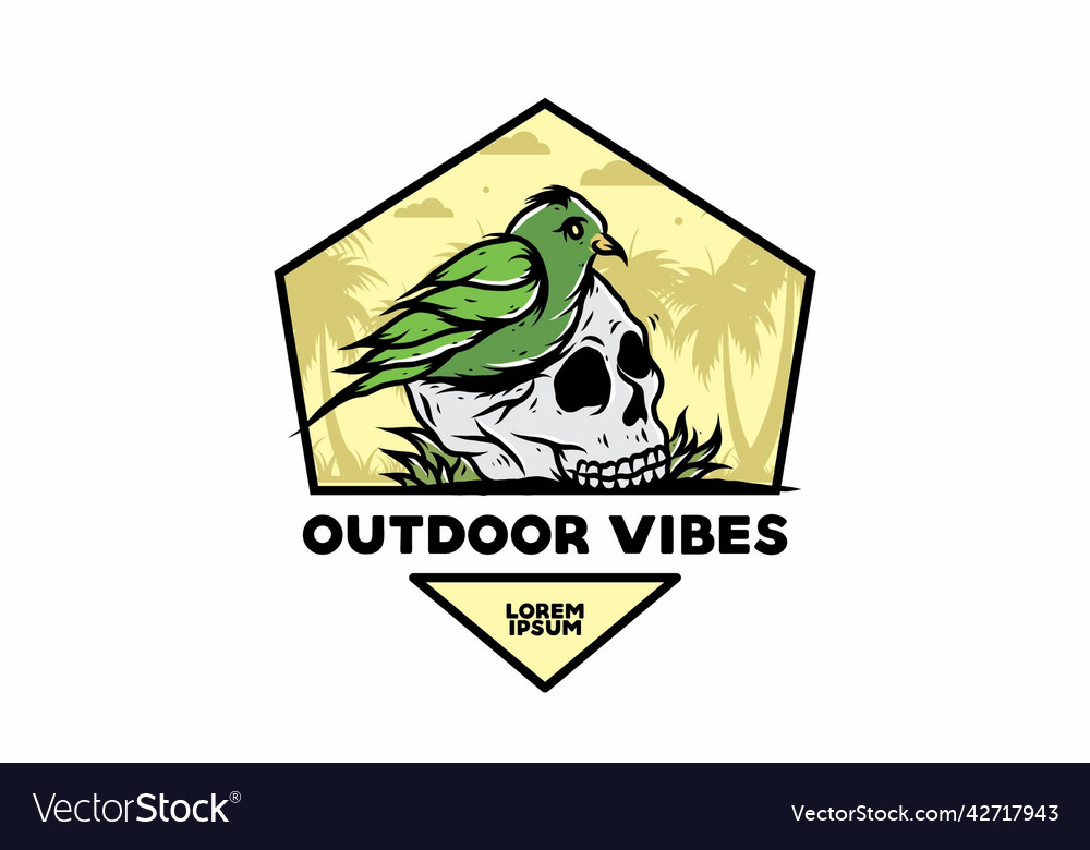 Bird nesting in skull vector image Bird nesting in skull