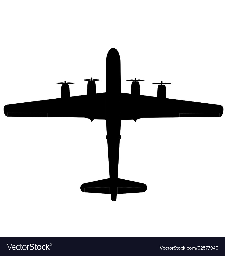 Boing B 29 Superfortress Top Silhouette Royalty Free Vector