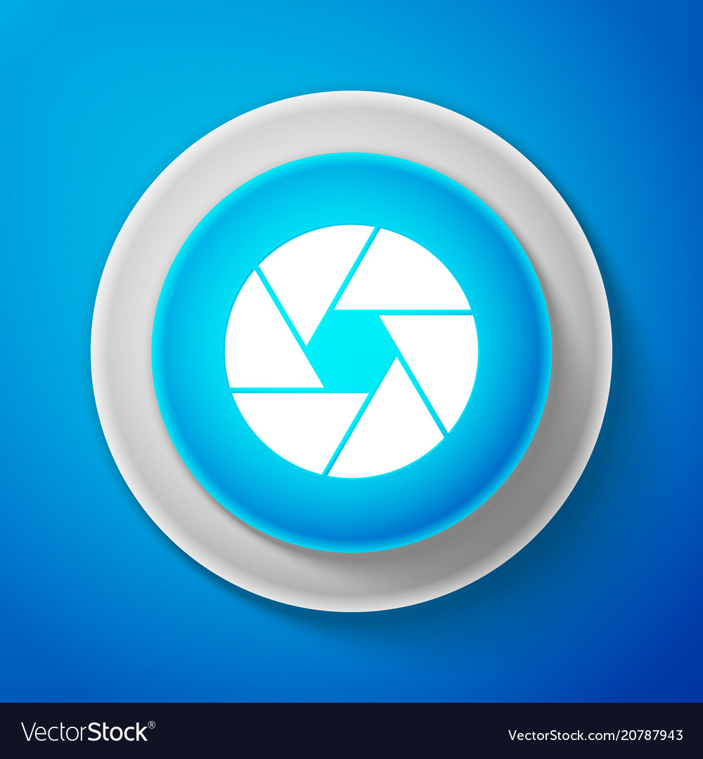 Camera shutter icon isolated on blue background vector image Camera shutter icon isolated on blue background
