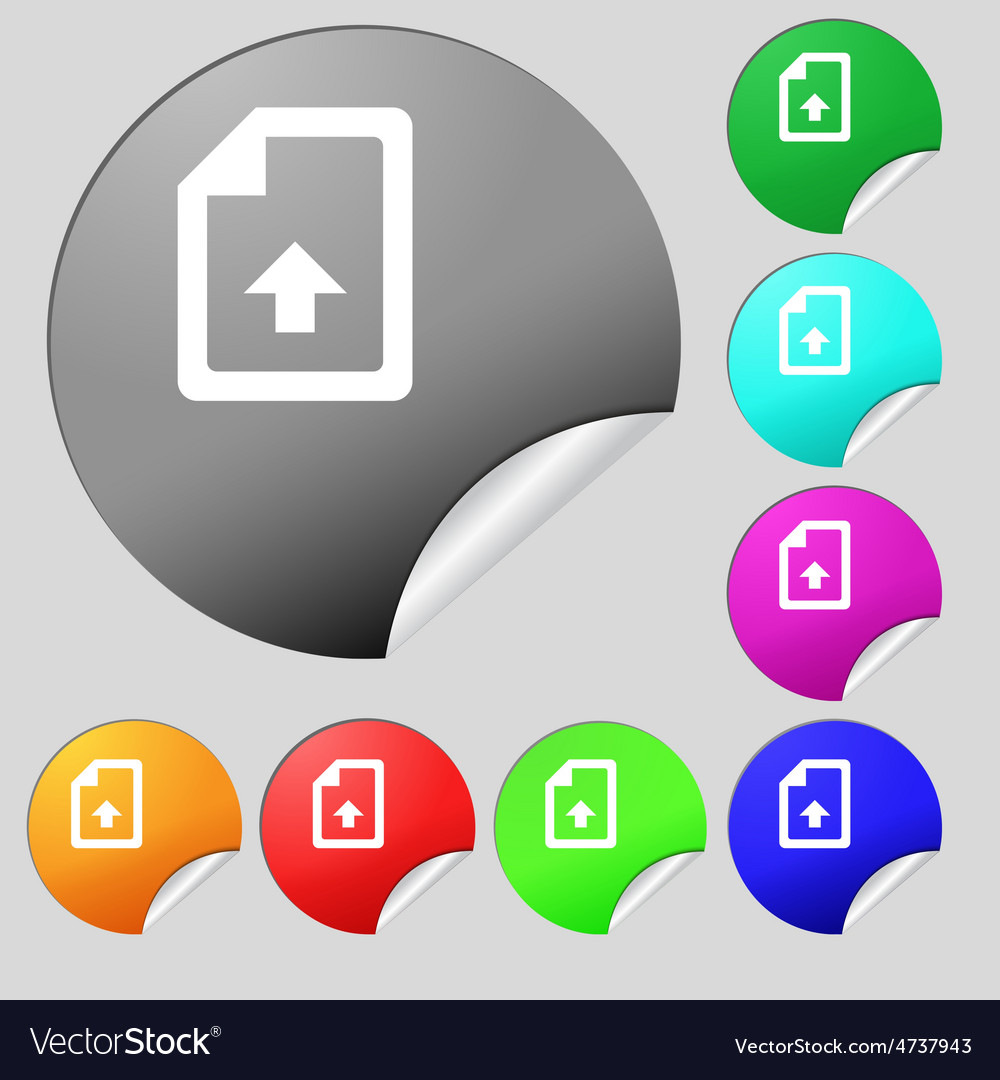 Export upload file icon sign set of eight