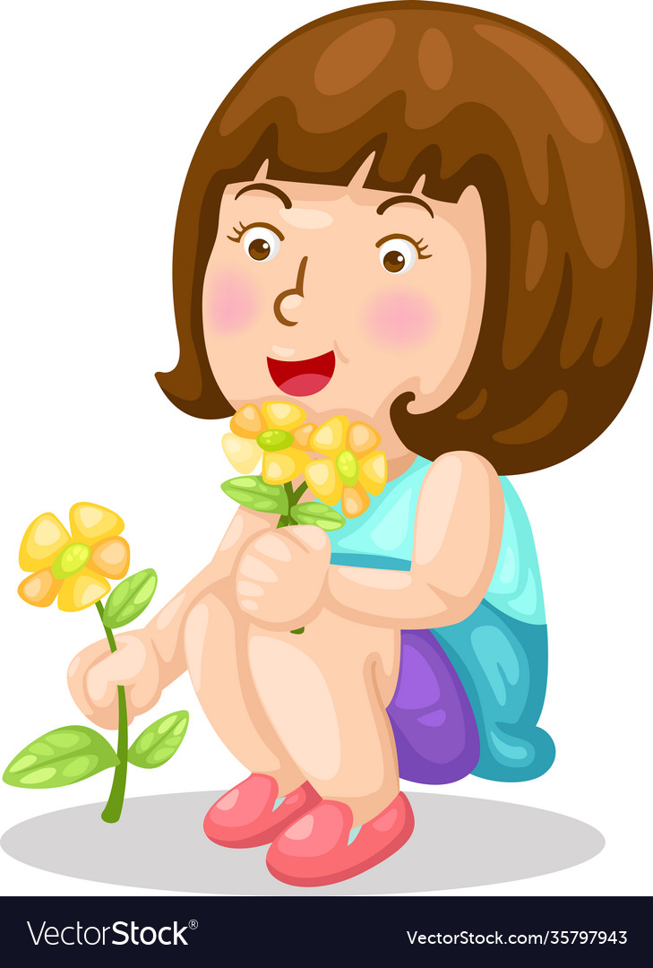 Girl with flower Royalty Free Vector Image - VectorStock